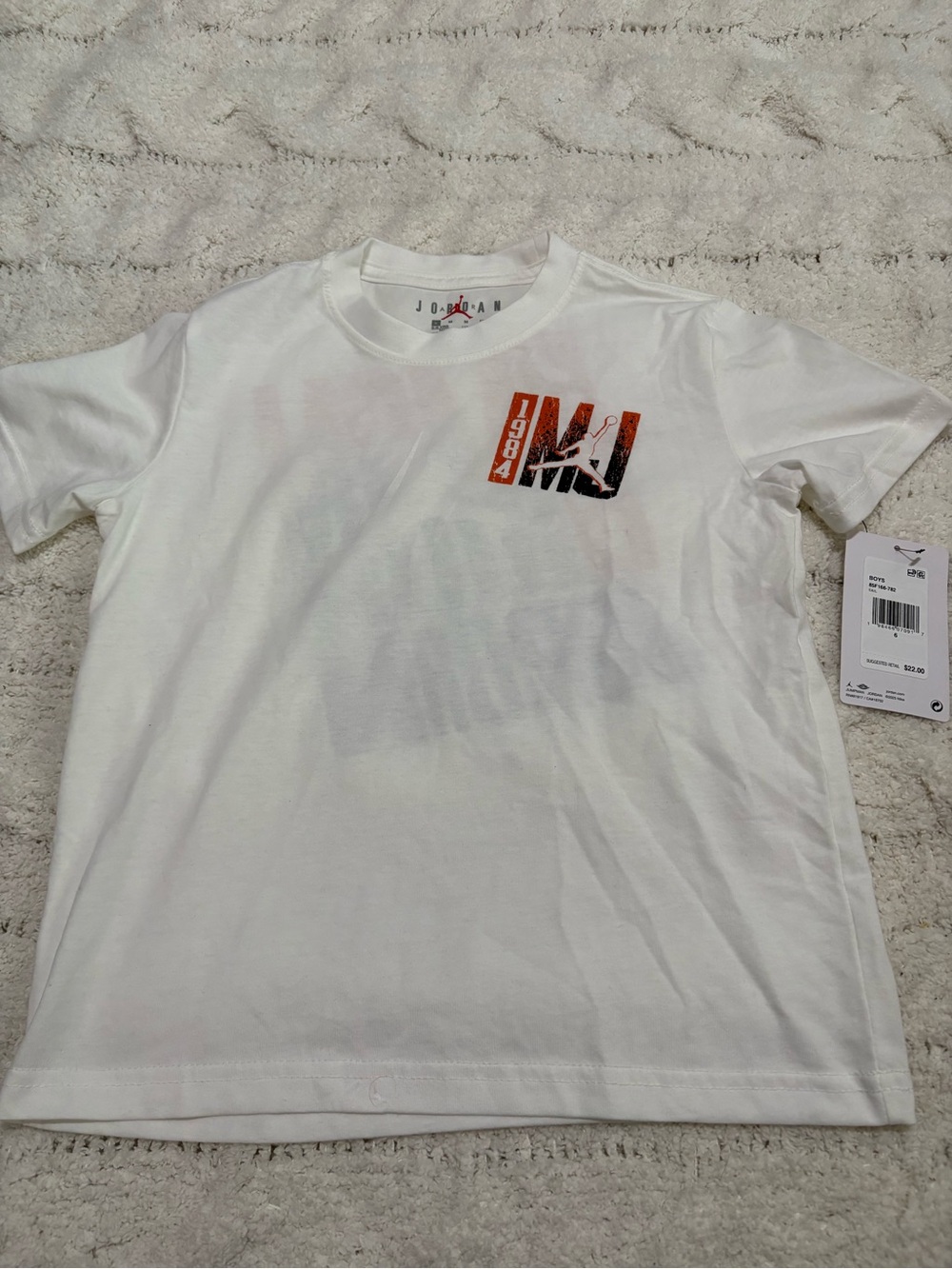 Jordan Boys White Graphic Crew Neck T‑Shirt